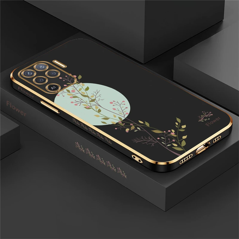 Elegant Plating Pattern Silicone Case with Soft Flower Design and Lens Protection Cover