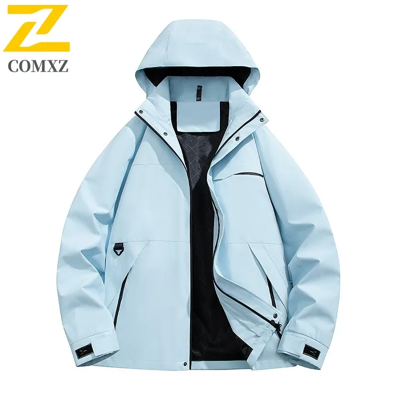 COMXZ Rainproof Coat Windproof Waterproof Casual Outdoor Climbing Work Biker Jacket Camping Breathable Plus Size Men's Outerwear