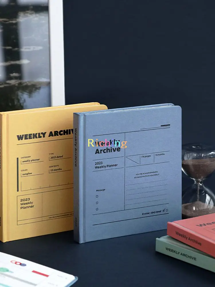 아이코닉 주간 아카이브 2023 주간 플래너, 비즈니스 사무실 단순 월간 플래너, 레트로 하드 커버, 두꺼운 부드러운 용지