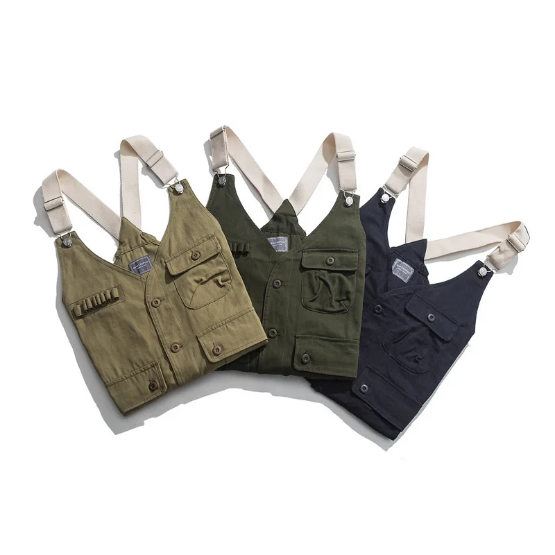 Women Work Clothes Outdoor Travel Walking Hiking Student Draw Service Wash More Pocket Straps Solid Color Continuous System Vest