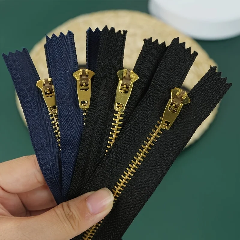 핸드메이드 클로즈드 테일 메탈 지퍼 가방, 가벼운 금 이빨, 티타늄 합금, Y 이빨, 부드러운 미끄럼 짐 가방, 핸드백 지퍼, 10 개, 3