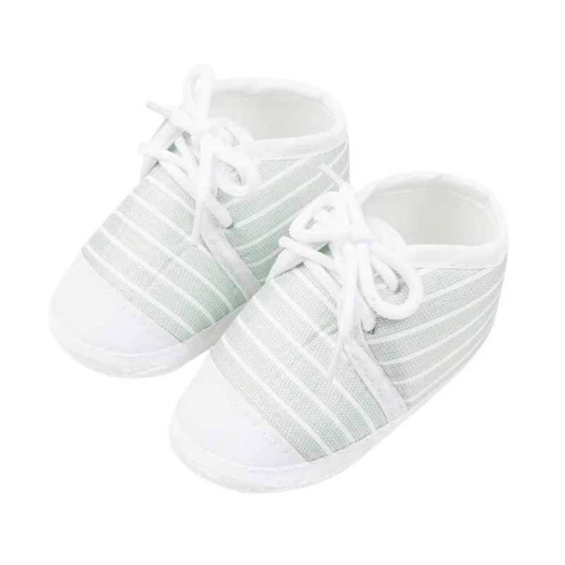 Spring Summer 0-1 Year Old Baby Single Shoes Stripe Lace up Cloth Shoes Soft Sole Newborn Infant Walking Shoes 5