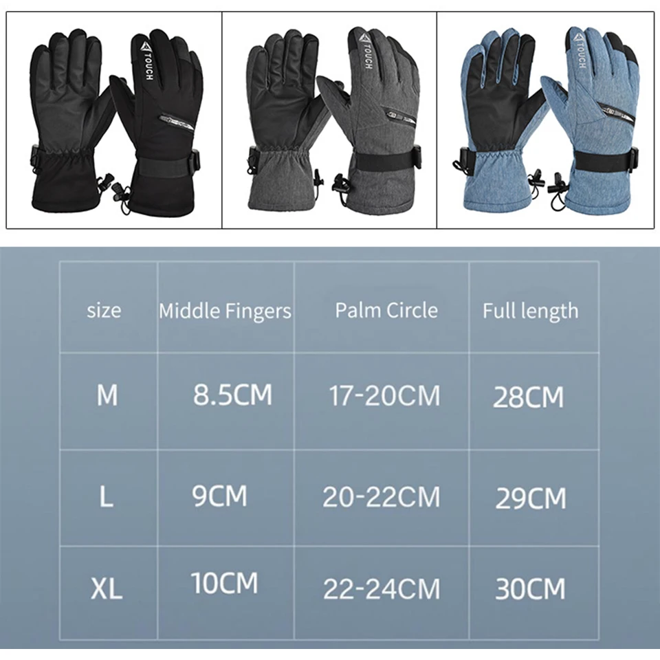 LOCLE Touch Screen Ski Gloves Men Women Warm Windproof Riding Hiking Skiing Skateboard Snowboard Gloves Snowmobile Gloves 5