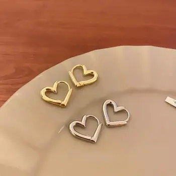 Women Temperament Internet Celebrity Earrings Accessories Creative Gift Girls Retro Simple Solid Color Heart-shaped Earrings 2