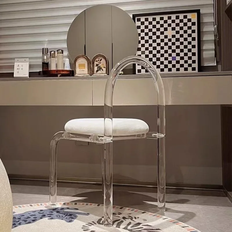 Six Colors Crystal Makeup Chair Modern Acrylic Furniture Unique Relax Lounge Dining Clear Meubles De Salon Household Items