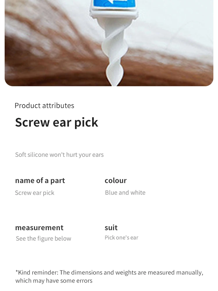 Description Picture 4 of item16 Ear Cleaning Set Ear Scoop Cleaning Ear Wax Silicone Soft Spiral Beauty Care Gadget Portable Personal Hygiene Set