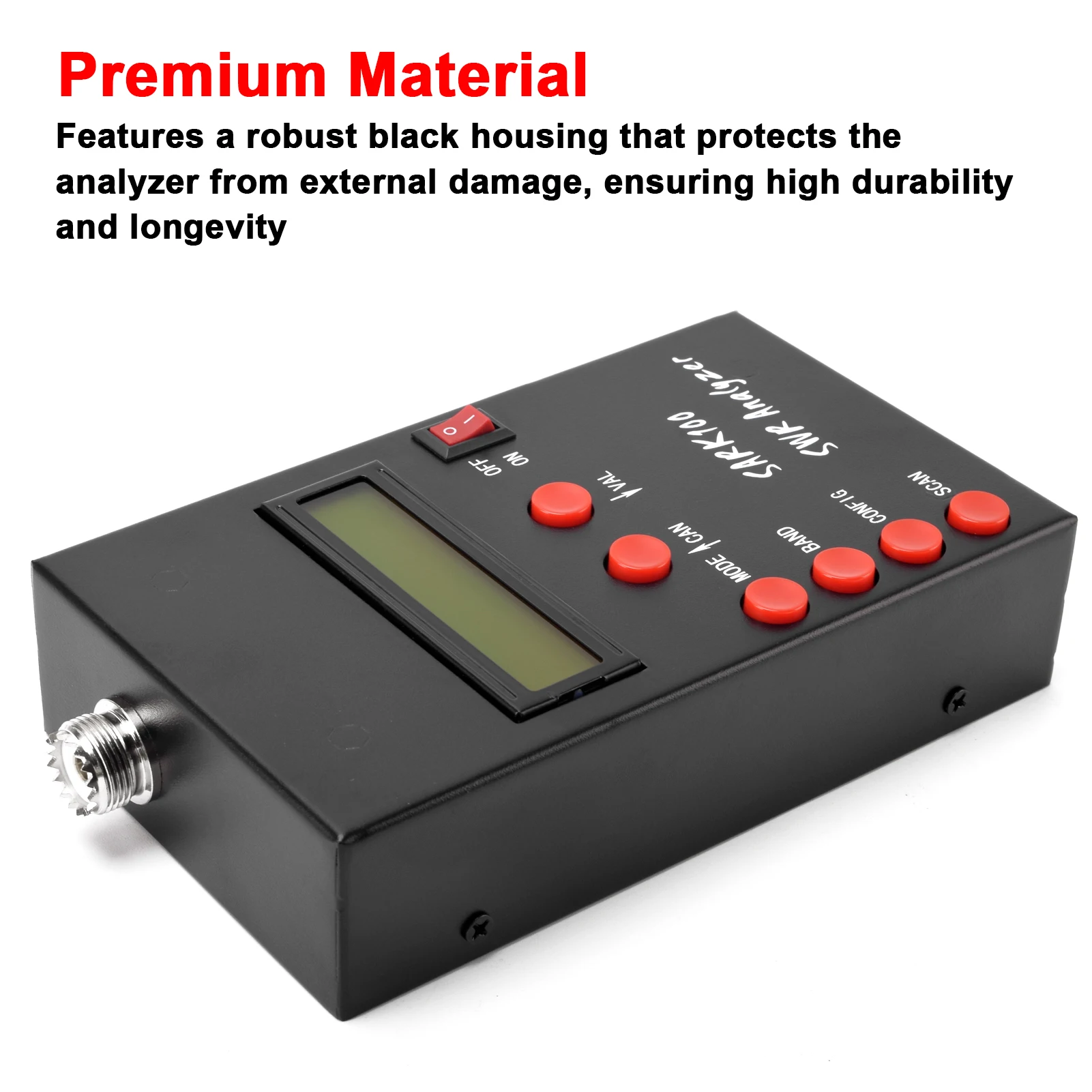 SARK100 High Accurate Antenna Analyzer Meter 1-60MHz Shortwave SWR Antenna Analyzer with 1 to 9.99 SWR Usable Measurement Range