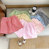 MILANCEL Korean Style Summer Girls’ Shorts Kids Unisex Anti-mosquito Pants Casual Loose Boys’ Plaid Shorts 2-7Y