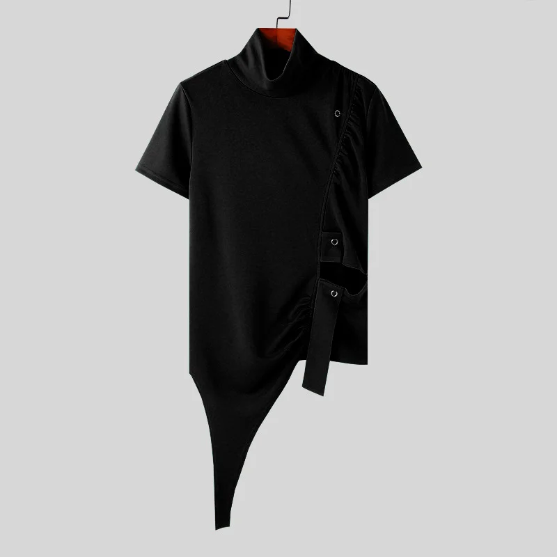 thumbnail image 1 of INCERUN Tops 2024 Camisetas de estilo americano con diseño deconstructivo y hebilla de metal para hombre, camisetas de moda para hombre, camisetas de manga corta sólidas S-5XL, 1 of 5