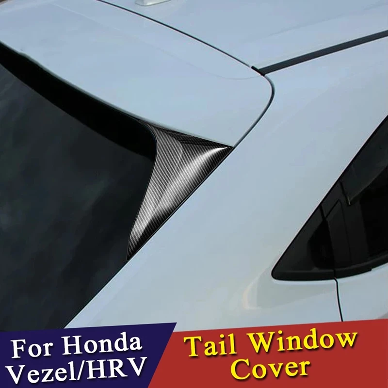Car Rear Window Spoiler Side Wing Trim Cover Decorate For Honda HRV HR-V Vezel Carbon Fiber