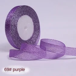 Glitter Ribbon for DIY Festival Decor and Crafts - 25 Yards, 15mm Wide (Purple)