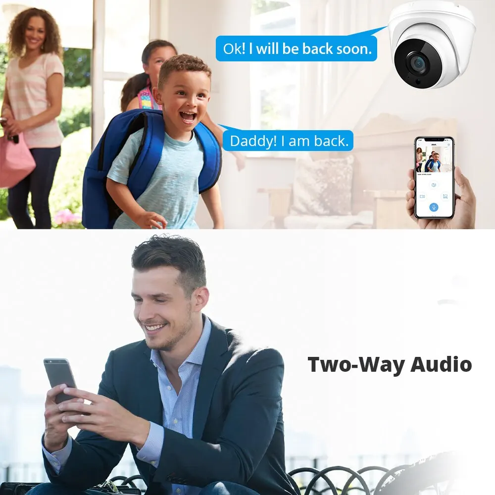 Telecamera IP Wifi 2.8mm Video Sorveglianza Indoor Home CCTV Video Camara Audio bidirezionale Protezione di sicurezza CamHi CamHipro Wi-Fi Cam - immagine 3