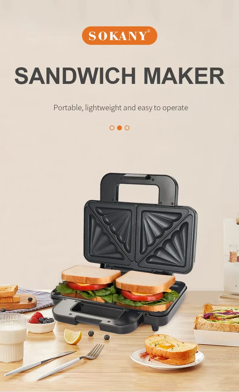 Description Picture 2 of itemHouselin Steel Nonstick Press Sandwich Maker,2in1 Sandwich Maker,Grilled Cheese Maker Makes 2 Sandwiches with Easy Cut Edges