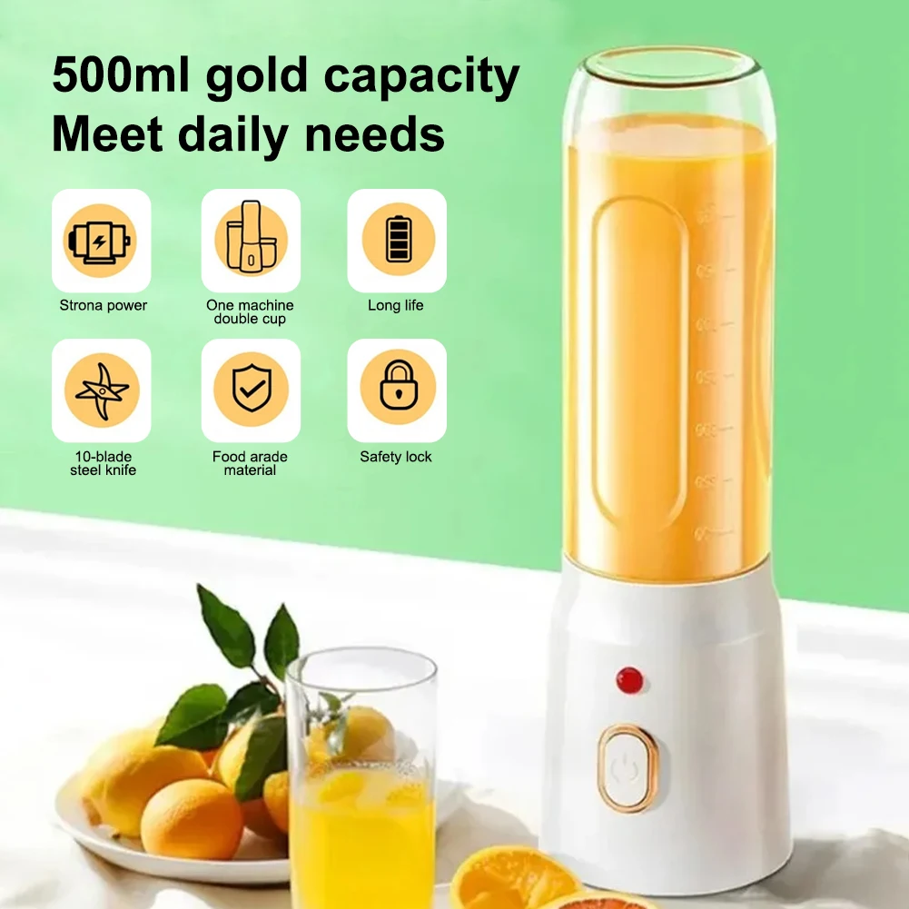Portable Blender 40W Rechargeable Mini Juicer Personal Drink Mixer Powerful 10 Sharp Blades Smoothie Blender Food Handheld Mixer 2