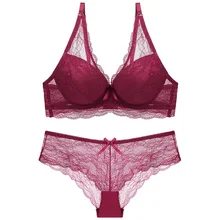 

Sexy Lace Bras Sets Push Up Hollow Bras Thongs Lingerie Set Embroidered Womens Underwear Bras Pants Sets A B C Cup