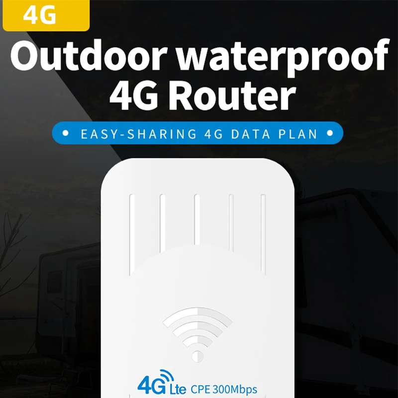 

Unlocked Outdoor Waterproof 4G Sim Card OpenWRT CPE WiFi Router POE Power 300Mbps 4G WiFi LTE Modem With Built-in 5dBi Antennas