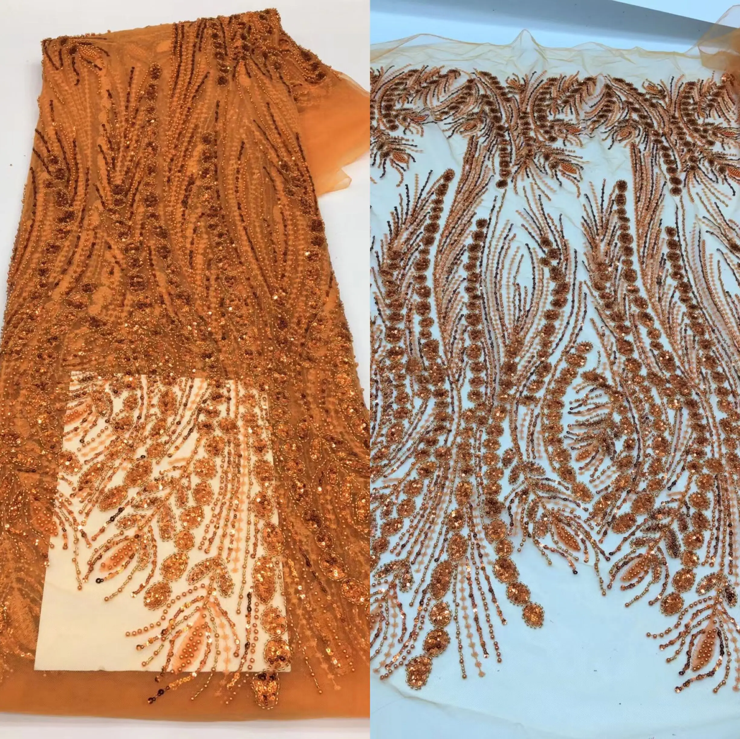 

African Lace Fabric High Quality Tulle Lace with beads ZH-12226211 Nigerian Lace Fabrics Women Wedding Party Dress Sewing