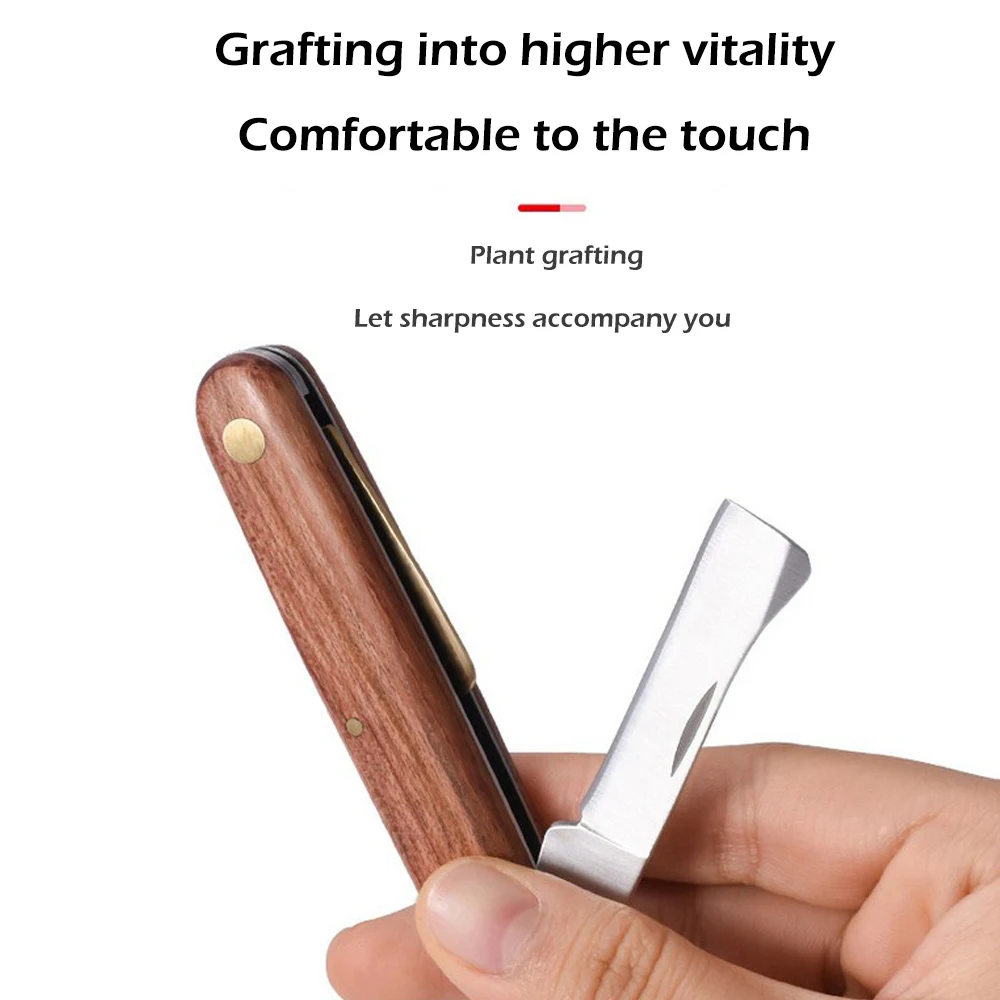 grafting knifeGrafting Knife Foldable Grafting Pruning Knife Professional Garden Grafting Cutter  Stainless Steel Wooden Handle