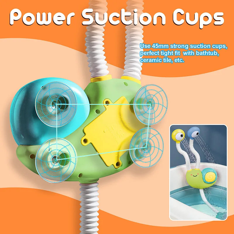 Children Bathroom Electric Double-nozzle Bath Toys Water Game Snail Shower Cartoon Baby Shower Spray Water Toddler Toys 4