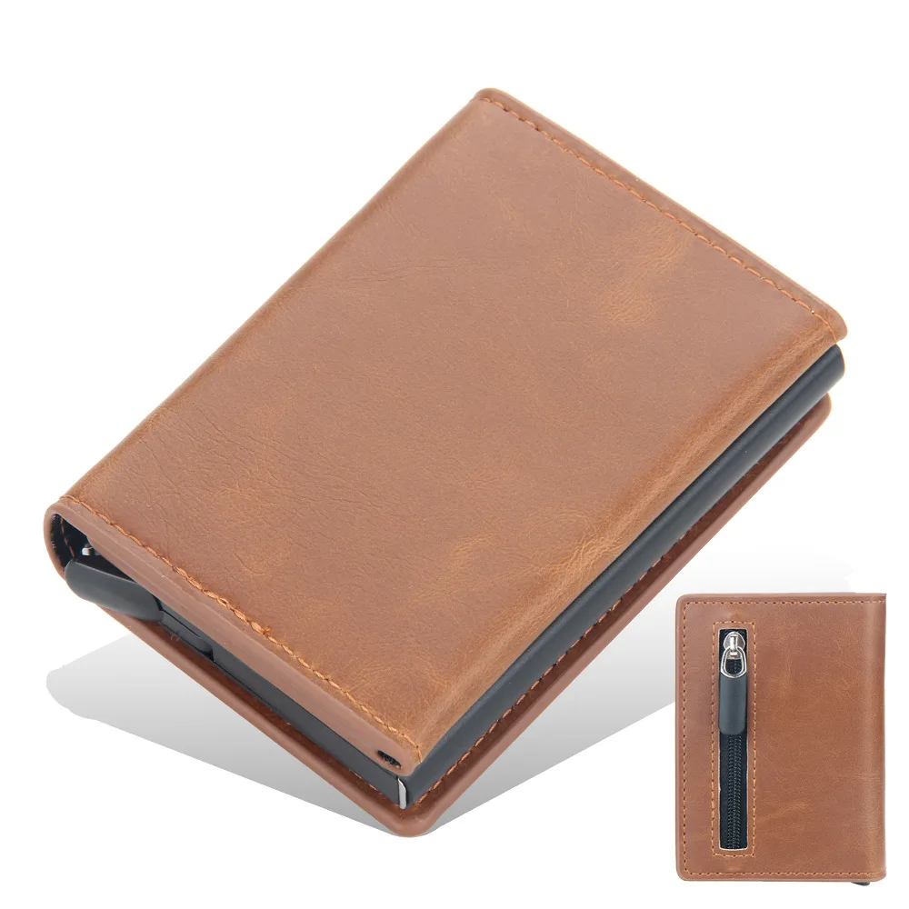 Sleek RFID Blocking Leather Card Holder with Magnetic Buckle