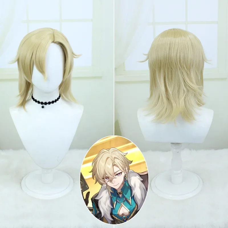 

New Game Honkai:Star Rail Aventurine Cosplay Adult Unisex Wig Yellow Heat Resistant Hair Costume Accessory Halloween Party Prop