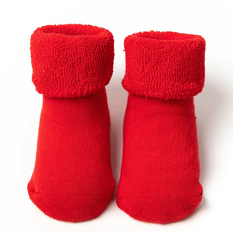 Winter Newborn Baby Floor Socks Plus Cotton Loop Thickening Infant Kids Warm Anti-slip Socks for Toddler Girls Boys 6