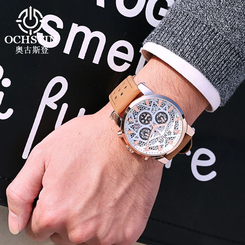 Ochstin 2024 New Pilot Series Simple and Fashionable Multi functional Automatic Quartz Movement Men's Quartz Watch