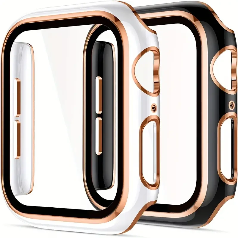 

Cover For Apple watch Case 45mm 41mm 44mm 40mm 42mm Tempered Glass Screen Protector accessories iWatch series 8 9 7 SE 6 5 4 3 2