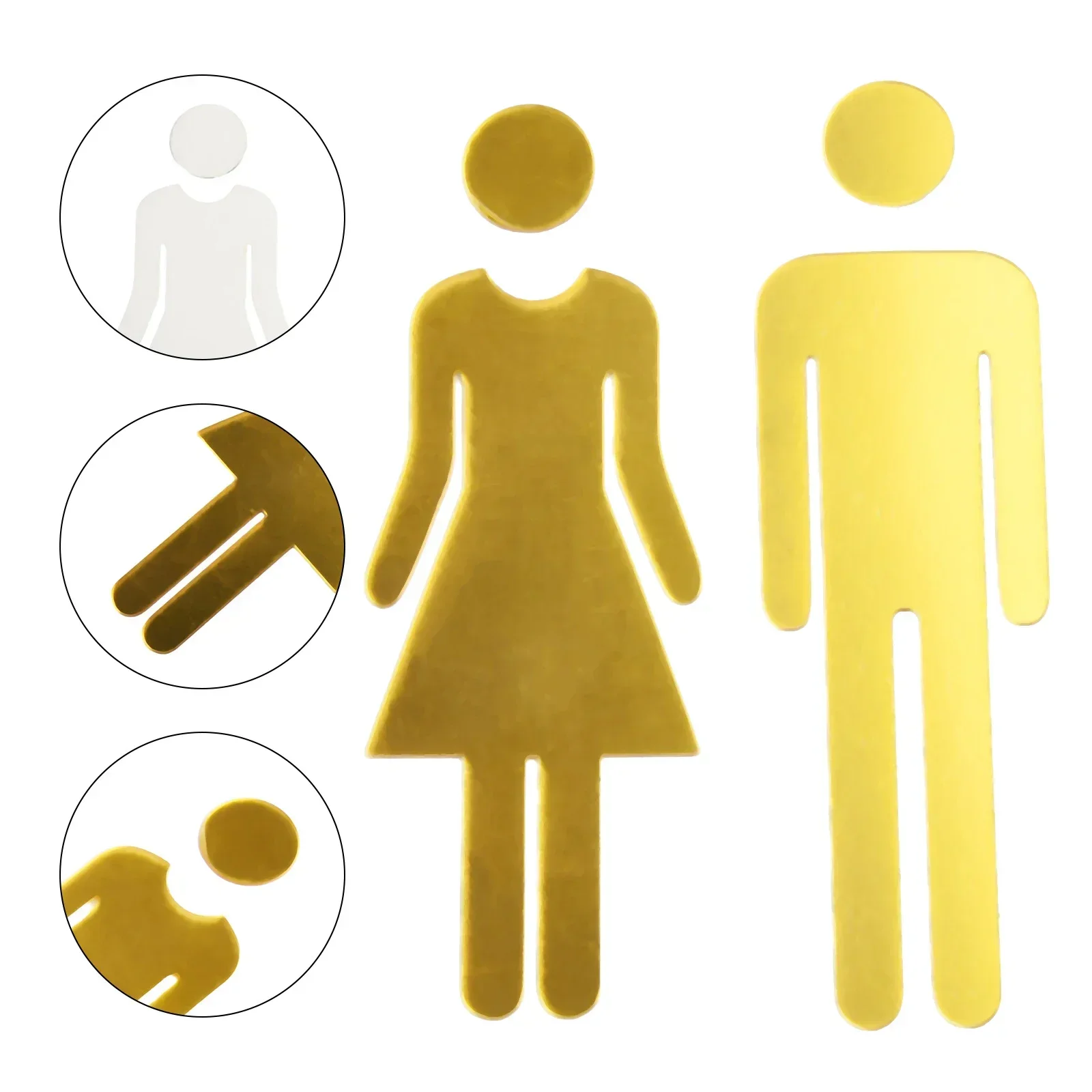 Toilet Stickers 3D Acrylic Toilet WC Signage Self-Adhesive Acrylic Men&Woman WC Door Sign Washroom Signage Sticker