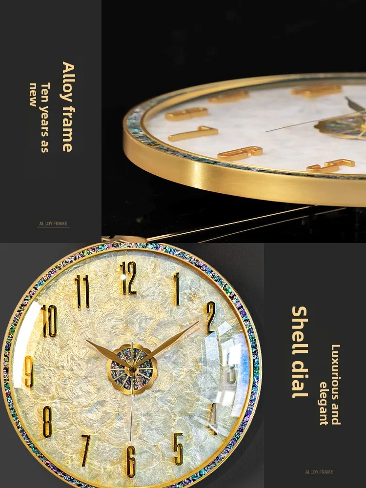 New Arrival Shell Wall Clock Luxury Minimalist Living Room Hanging Modern Stylish Home Decor Clock