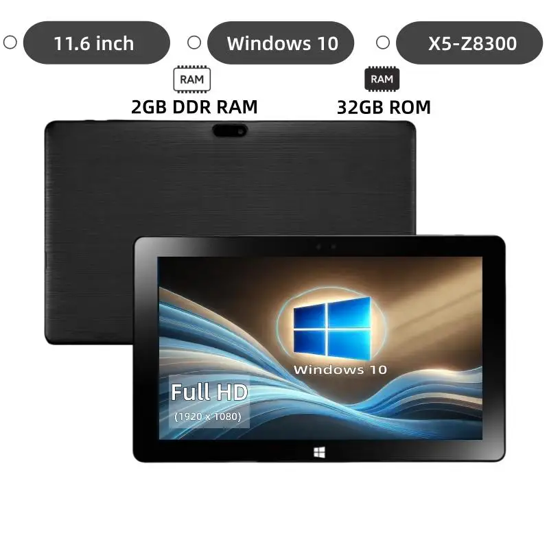 핫세일즈 32비트 11.6인치 윈도우 10 태블릿 X5-Z8300 쿼드 코어 2GB D..
