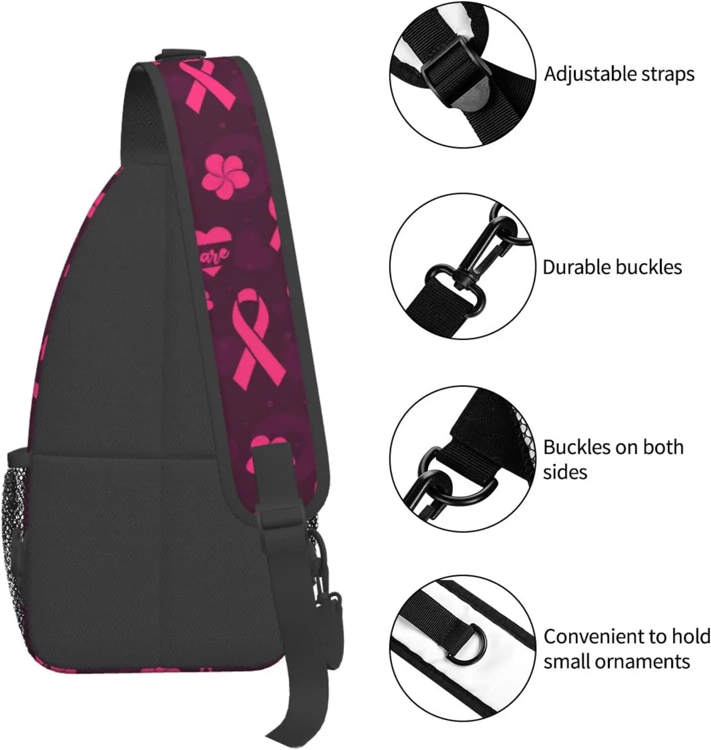 Borsa porta accessori con nastro rosa: borsa per cancro al seno con parolacce obbligatorie - Italia