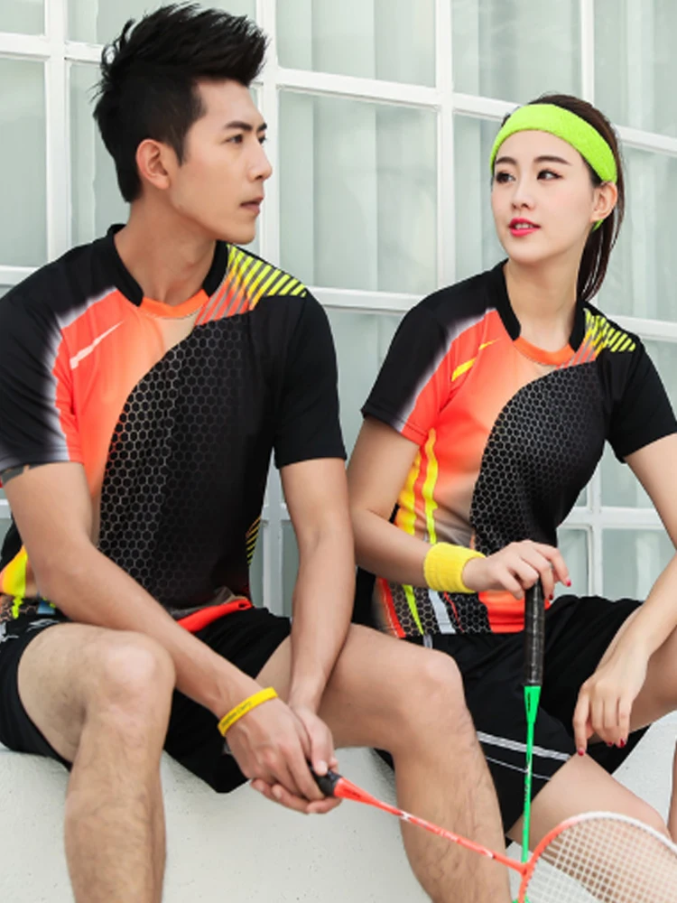 Faztonvg Korean Table Tennis Clothes Couple Badminton Suits Men Women Quick Drying Sports Shirts Volleyball Short Sleeve Summer