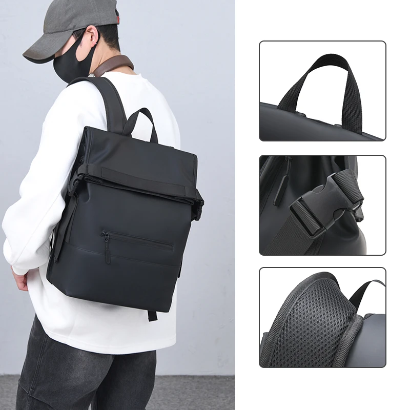 Men's travel backpack, 17 inch laptop bag with multiple pockets, adjustable shoulder straps, stylish appearance