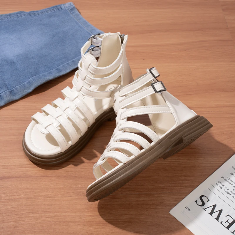 Girls Summer Roman Sandals High Top Non Slip Kids Beach Shoes