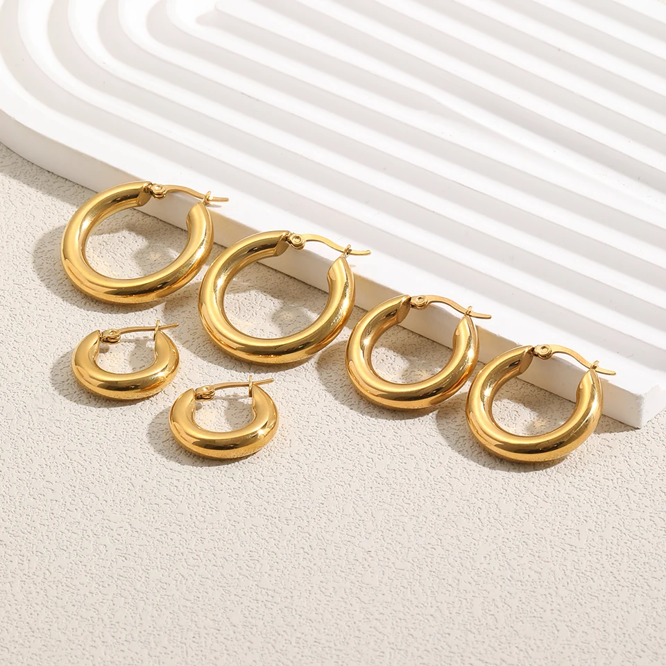 Orecchini A Cerchio Minimalisti, Placcati Oro Rosa 14kt, Ipoallergenici, Confezione Regalo