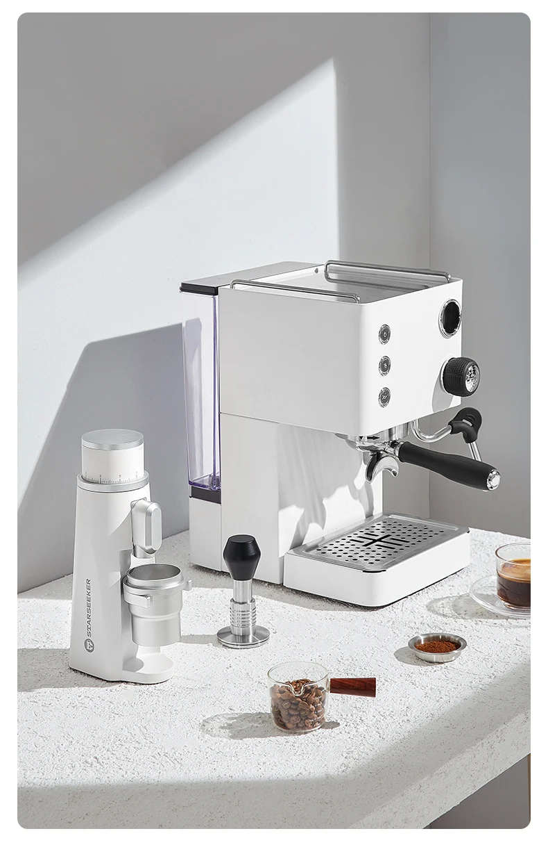 S00c6eade7c9b4aa59c762a3fe72baaff2 Electric Coffee Grinder 48MM Burr Grinders Black White Espresso Stepless Fineness Adjustment Mallzona