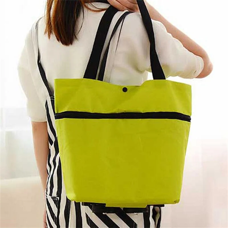 Shopping Bag Grocery Bags Folding Shopping Pull Cart Trolley Bag With Wheels Foldable Reusable Food Organizer Vegetables Bag