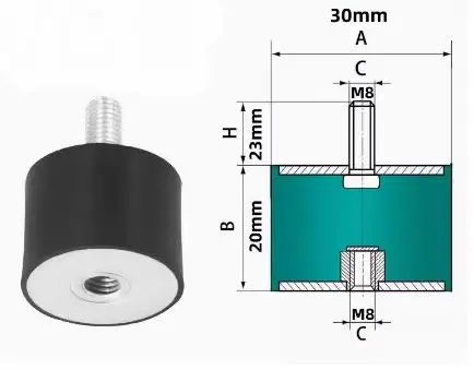 Rubber Shock Absorber Cushion with Anti-Slip Isolation and Dual-Thread Design