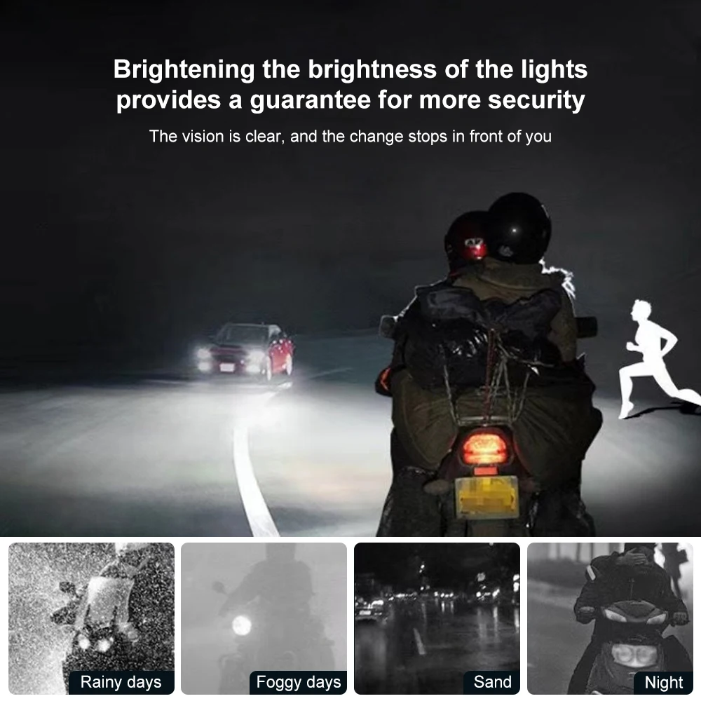 Motorcycle Headlight 10000LM H4/H6 12V LED Moto Spotlights CSP Lens White Yellow Hi Lo Lamp Scooter Accessories Fog Lights