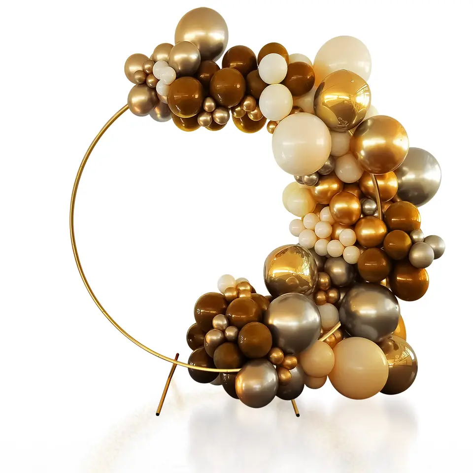 Gold Metal Circle Stand Wedding Arch Decor