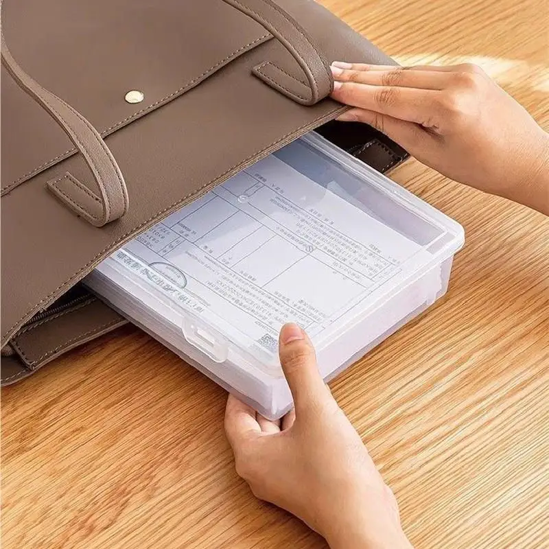 Plastic Document Storage Container Large Capacity Transparent A4/A5 Flie Paper Organizer Box Office Desktop Accessories