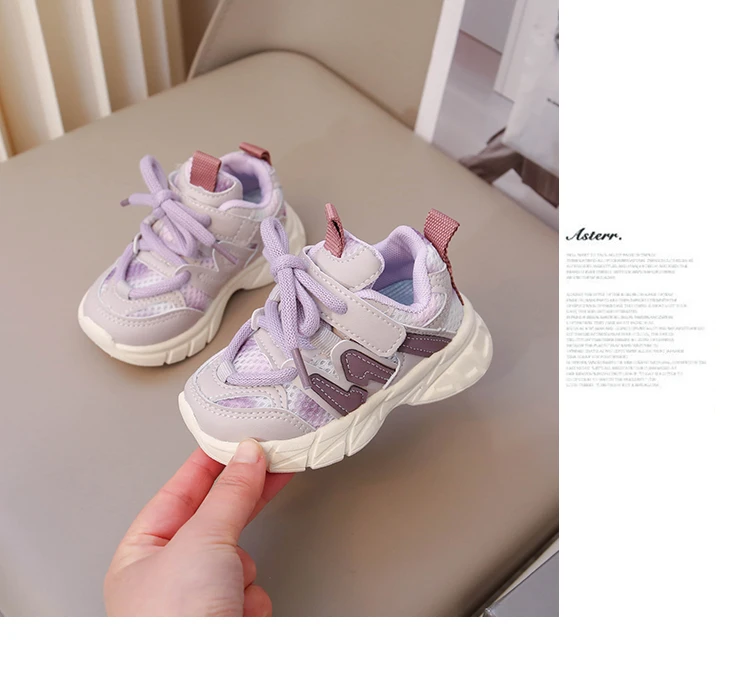 Baskets pour enfants en maille marron respirantes et légères pour garçons et filles, chaussures de tennis tendance antidérapantes et souples pour enfants et bébés_voghion.com