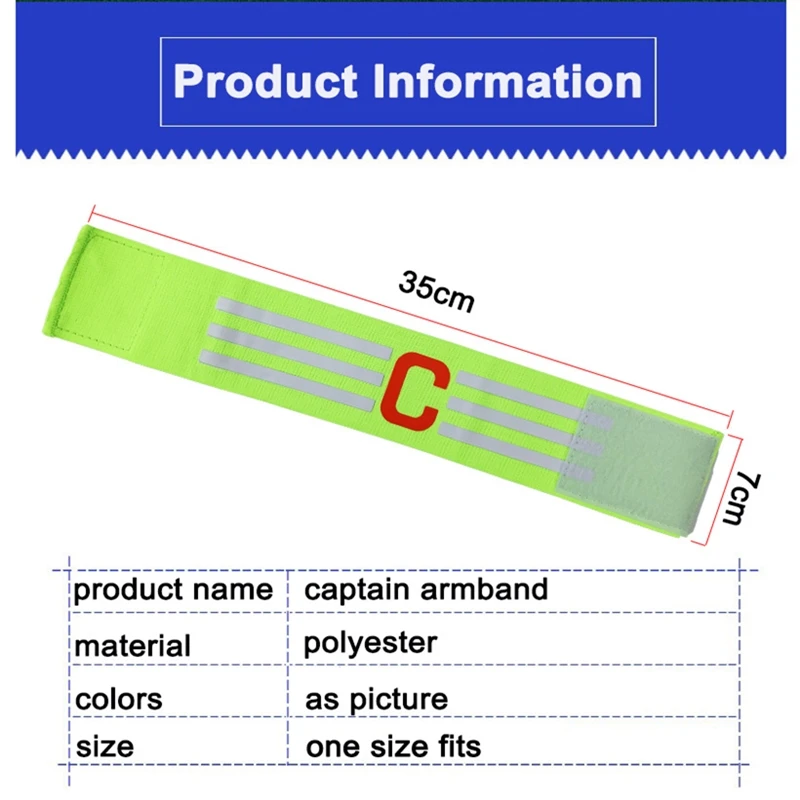 Football Armband Captain C Word Band Nylon Adjustable Soccer Arm Paste Team Leader Match Football Armband Captain Band Sports