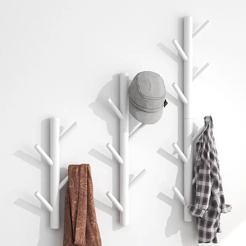 Wall Mount Clothing Rack Coat Hanger Branches Natural Pine Hook Handbag Cap Holder Wall Shelves 4/8 Hooks clothes rack