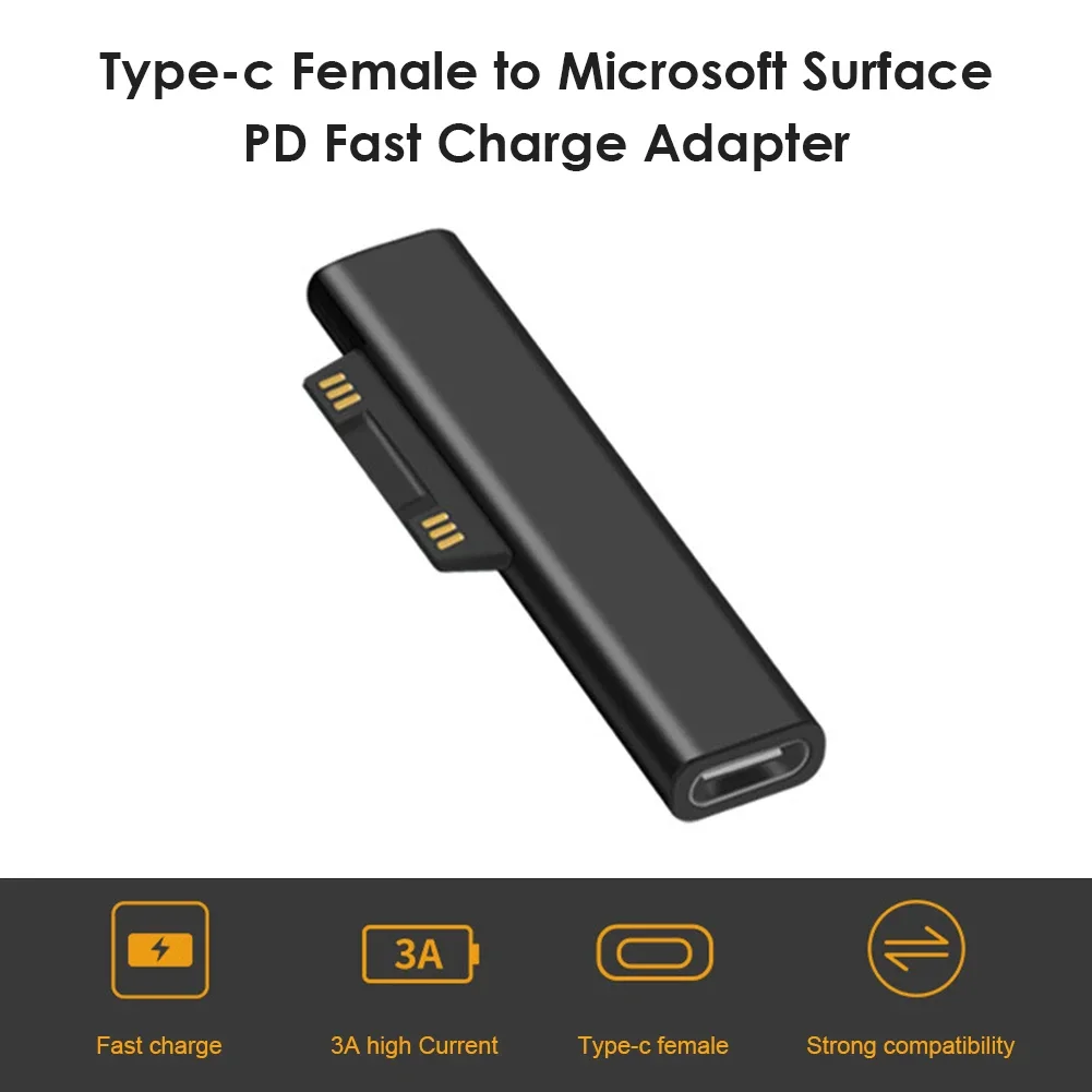 Laptop Notebook Charger Plug Connector for Microsoft Surface Pro X 8 7 6 5 4 3 Go Book to USB Type C PD Adapter