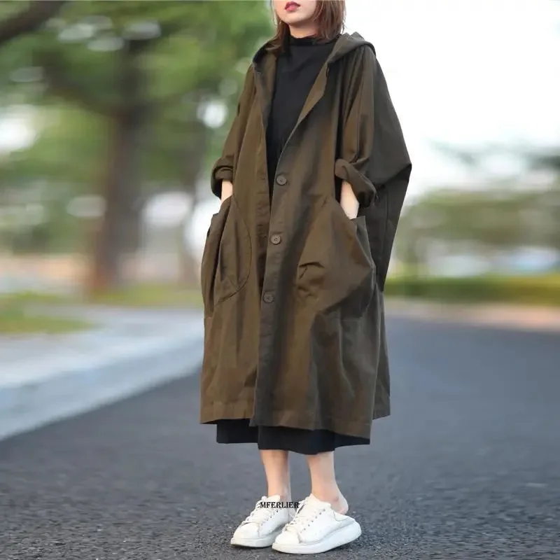 Long Sleeve Warmth Windbreaker Large Size Woolen Coat Spring and Autumn Large Size Woman's Clothing main image 0