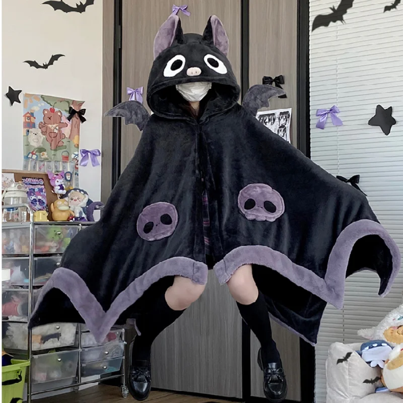 KawaiiCartoonBatY2kPlushPajamasAnimeCloakSleepwearCostumeHalloweenCloakforAdults