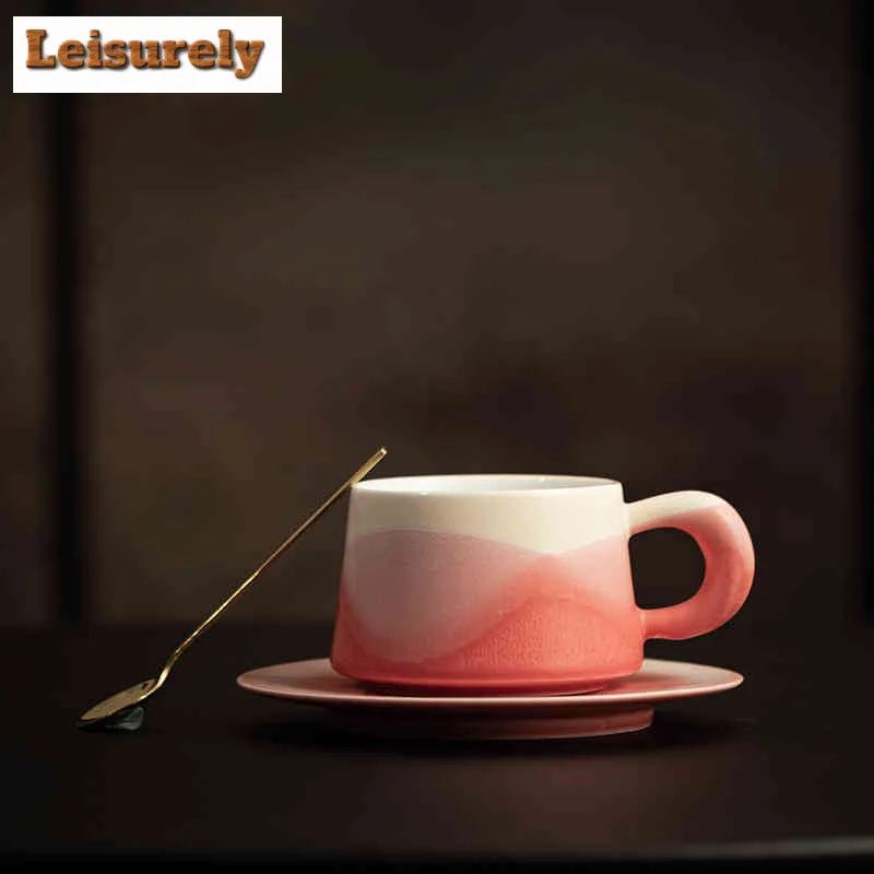 300ml Mountain Wild Color Coffee Mug with Plate Cappuccino Latte Cup Afternoon Tea Mug Cup Saucer Kit Office Water Cup Cafe gift