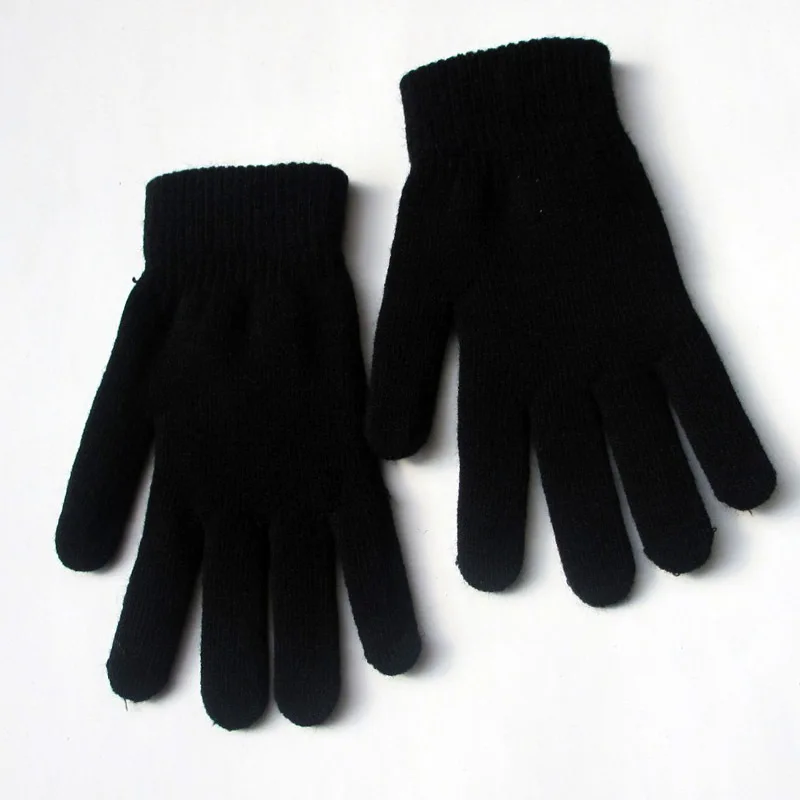 

Thickened Plush Glove Elastic Men Women's Winter Warm Gloves Velvet Padded Knitted Five Finger Gloves